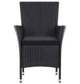 VidaXL 7-delige Tuinset met kussens poly rattan zwart