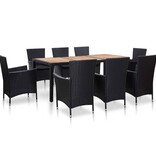 VidaXL 9-delige Tuinset met kussens poly rattan zwart