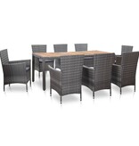 VidaXL 9-delige Tuinset met kussens poly rattan grijs