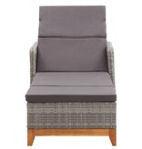 VidaXL Ligbed poly rattan en massief acaciahout grijs