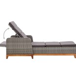 VidaXL Ligbed poly rattan en massief acaciahout grijs