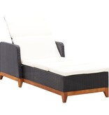 VidaXL Ligbed poly rattan en massief acaciahout zwart