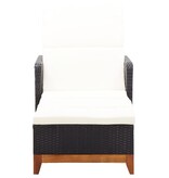 VidaXL Ligbed poly rattan en massief acaciahout zwart