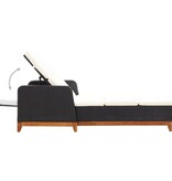 VidaXL Ligbed poly rattan en massief acaciahout zwart