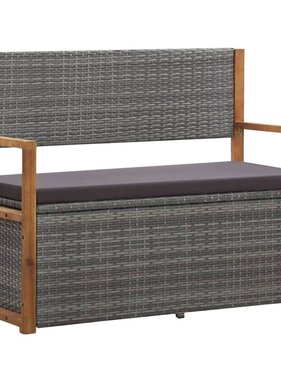 VidaXL Opbergbankje 115 cm poly rattan en massief acaciahout grijs