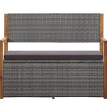 VidaXL Opbergbankje 115 cm poly rattan en massief acaciahout grijs