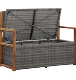 VidaXL Opbergbankje 115 cm poly rattan en massief acaciahout grijs