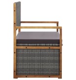 VidaXL Opbergbankje 115 cm poly rattan en massief acaciahout grijs