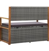 VidaXL Opbergbankje 115 cm poly rattan en massief acaciahout grijs