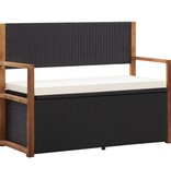 VidaXL Opbergbankje 115 cm poly rattan en massief acaciahout zwart