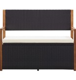 VidaXL Opbergbankje 115 cm poly rattan en massief acaciahout zwart