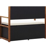 VidaXL Opbergbankje 115 cm poly rattan en massief acaciahout zwart