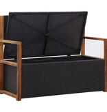 VidaXL Opbergbankje 115 cm poly rattan en massief acaciahout zwart