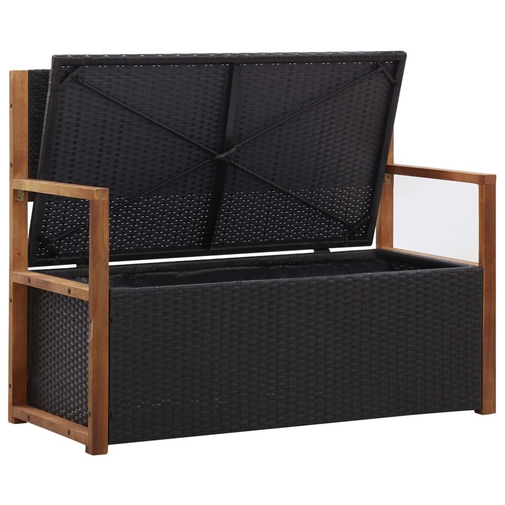 VidaXL Opbergbankje 115 cm poly rattan en massief acaciahout zwart