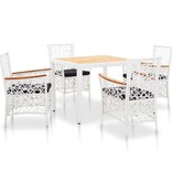 VidaXL 5-delige Tuinset poly rattan wit
