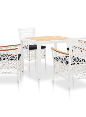 VidaXL 5-delige Tuinset poly rattan wit