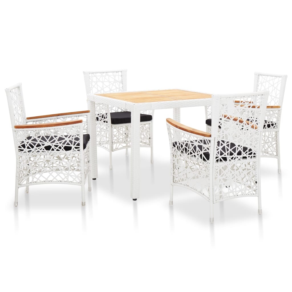 VidaXL 5-delige Tuinset poly rattan wit