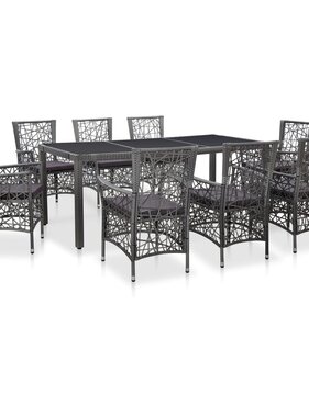 VidaXL 9-delige Tuinset poly rattan grijs