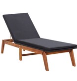 VidaXL Ligbed met kussen poly rattan en massief acaciahout