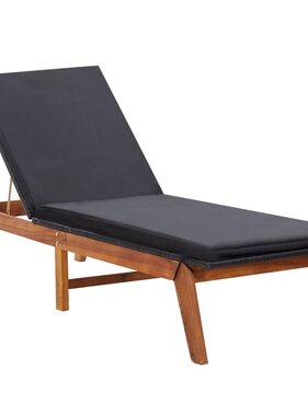 VidaXL Ligbed met kussen poly rattan en massief acaciahout