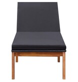 VidaXL Ligbed met kussen poly rattan en massief acaciahout