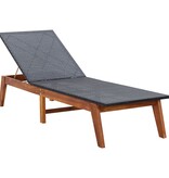 VidaXL Ligbed met kussen poly rattan en massief acaciahout