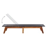 VidaXL Ligbed met kussen poly rattan en massief acaciahout