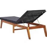 VidaXL Ligbed met kussen poly rattan en massief acaciahout