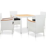 VidaXL 5-delige Tuinset poly rattan wit
