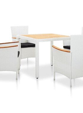 VidaXL 5-delige Tuinset poly rattan wit