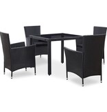 VidaXL 5-delige Tuinset poly rattan zwart