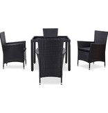 VidaXL 5-delige Tuinset poly rattan zwart