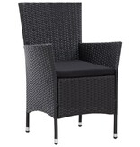 VidaXL 5-delige Tuinset poly rattan zwart