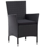 VidaXL 7-delige Tuinset poly rattan zwart