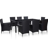 VidaXL 9-delige Tuinset poly rattan zwart