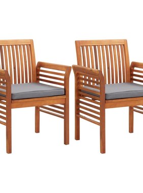 VidaXL Tuinstoelen 2 st met kussens massief acaciahout