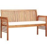 VidaXL Tuinbank 3-zits met kussen 150 cm massief acaciahout
