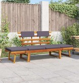 VidaXL Ligbed met kussen 2-in-1 190 cm massief acaciahout