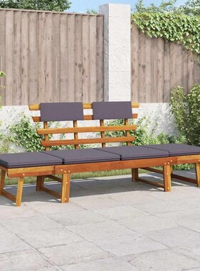 VidaXL Ligbed met kussen 2-in-1 190 cm massief acaciahout