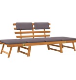 VidaXL Ligbed met kussen 2-in-1 190 cm massief acaciahout