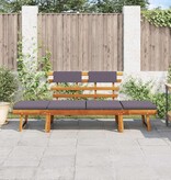 VidaXL Ligbed met kussen 2-in-1 190 cm massief acaciahout