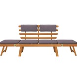 VidaXL Ligbed met kussen 2-in-1 190 cm massief acaciahout