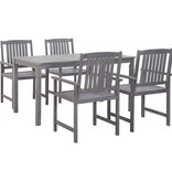 VidaXL 5-delige Tuinset massief acaciahout grijs