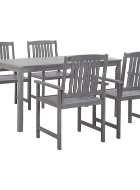 VidaXL 5-delige Tuinset massief acaciahout grijs