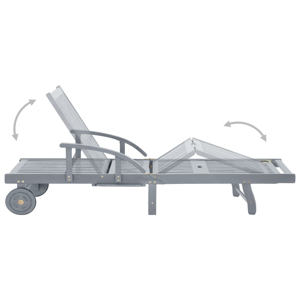 VidaXL Ligbed massief acaciahout grijs