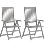 VidaXL Tuinstoelen 2 st verstelbaar massief acaciahout grijs