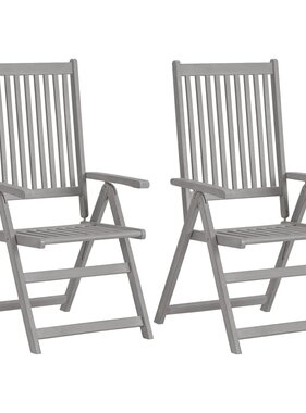 VidaXL Tuinstoelen 2 st verstelbaar massief acaciahout grijs