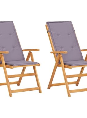 VidaXL Tuinstoelen 2 st verstelbaar massief acaciahout bruin