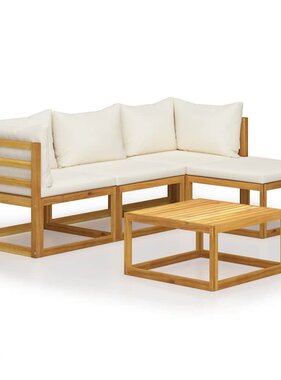 VidaXL 5-delige Loungeset met kussens massief acaciahout