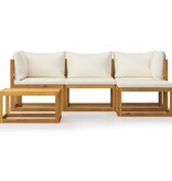 VidaXL 5-delige Loungeset met kussens massief acaciahout